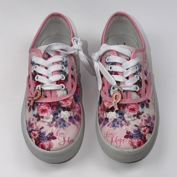 NEW Bradford Exchange Breast Cancer Awareness Shoes Women's 6.5 Lena Liu "Hope" - Picture 4 of 8